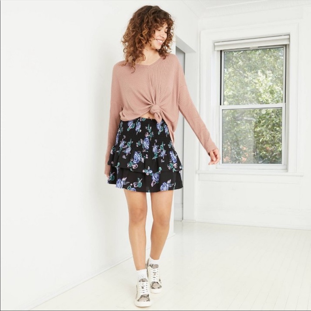 NWT Wild Fable Smocked Ruffled Mini Skirt